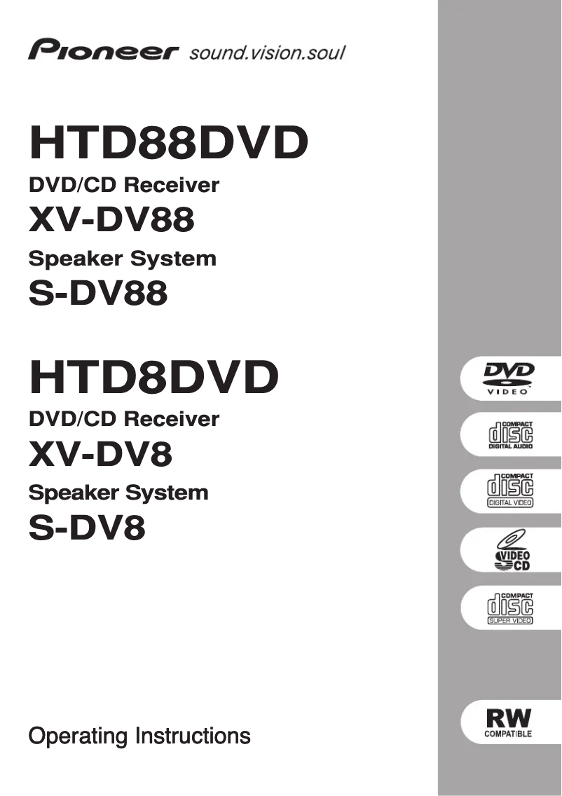 Page 1 of the manual User Manual Pioneer HTD-88