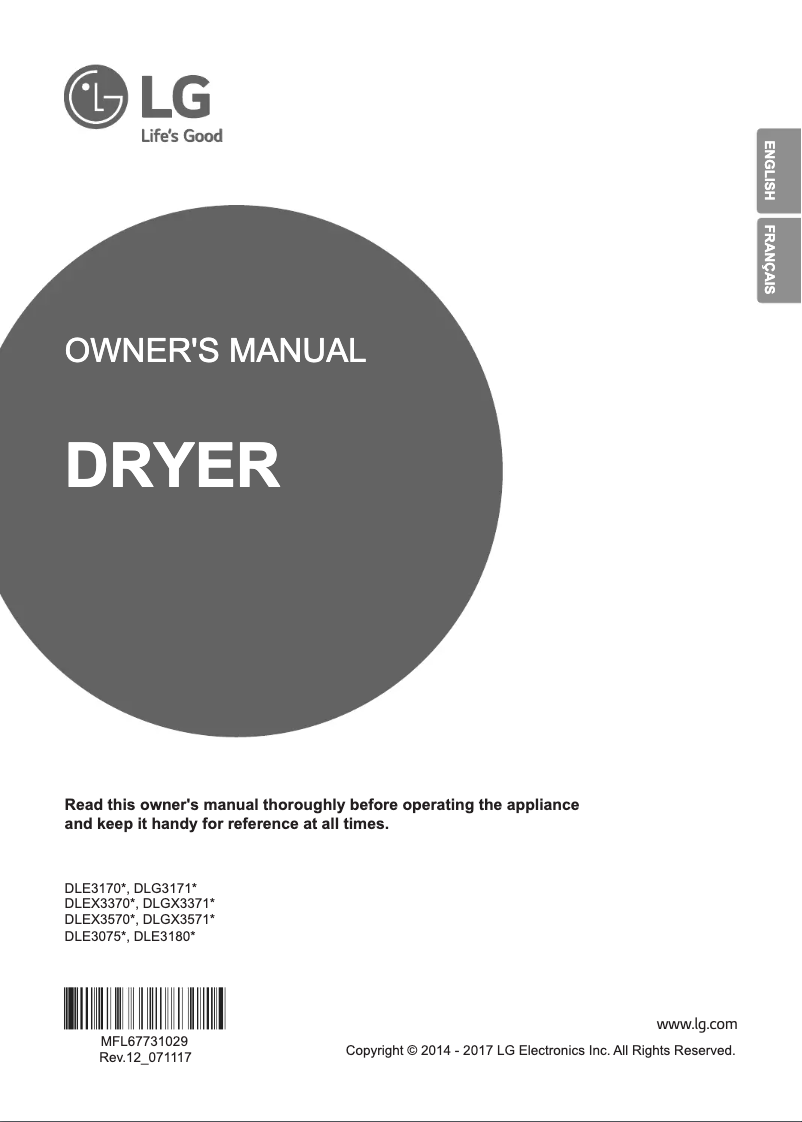 First page image of the manual for DLEX3370W