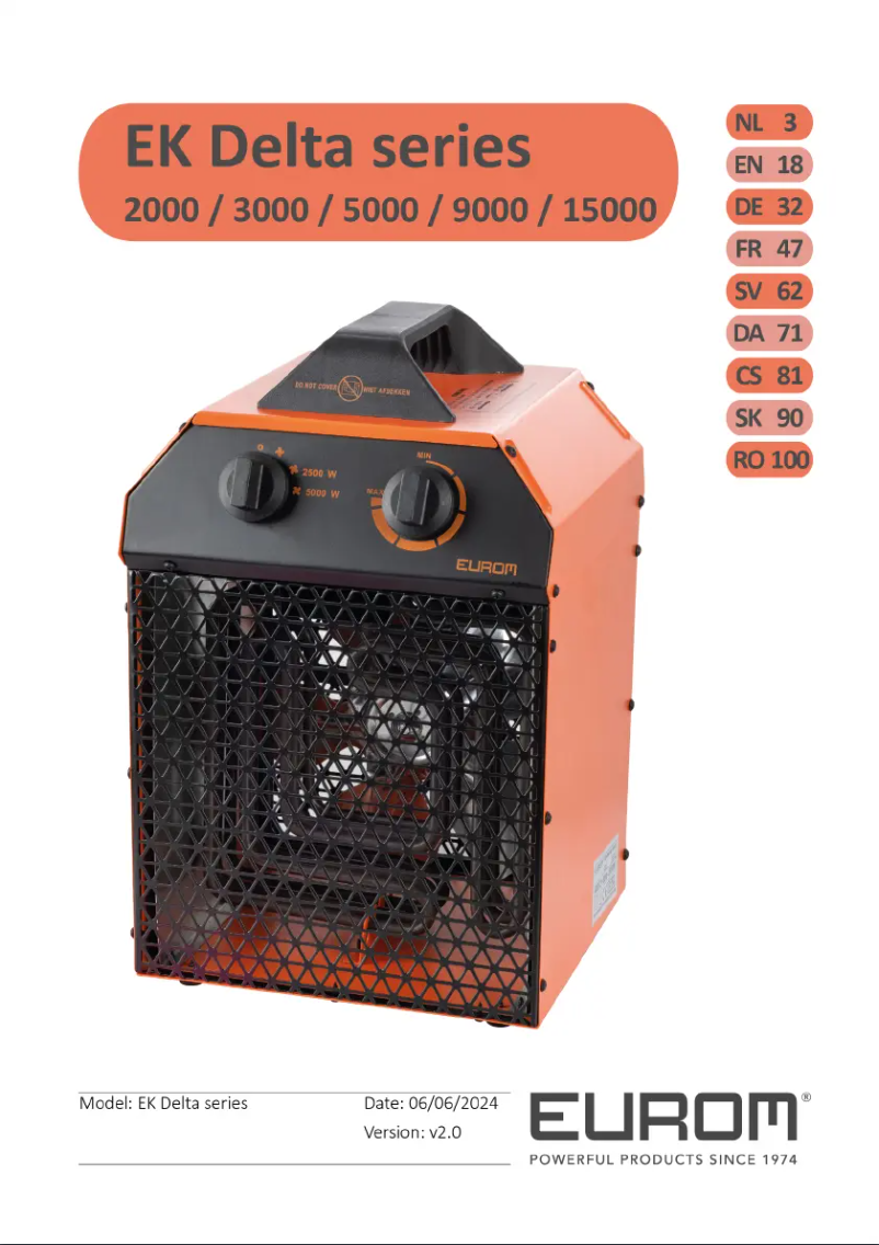 First page image of the manual for EK Delta 15000