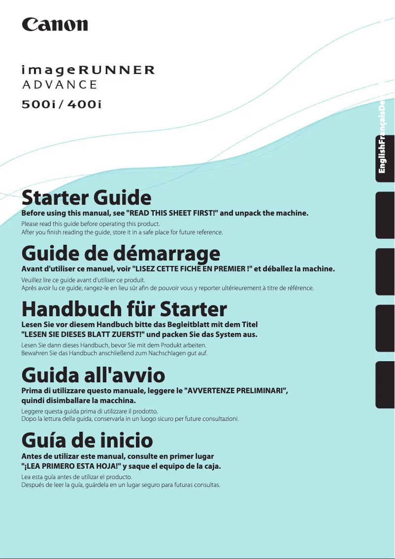Page 1 of the manual User Manual Canon imageRUNNER ADVANCE 500i