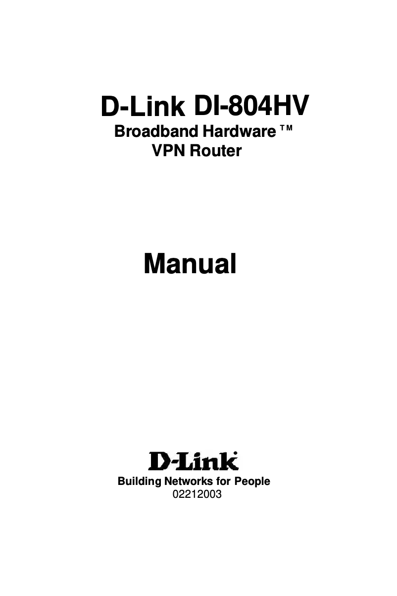 First page image of the manual for DI-804HV