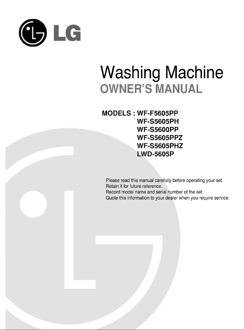 Page 1 of the manual User Manual LG WF-S5605PH