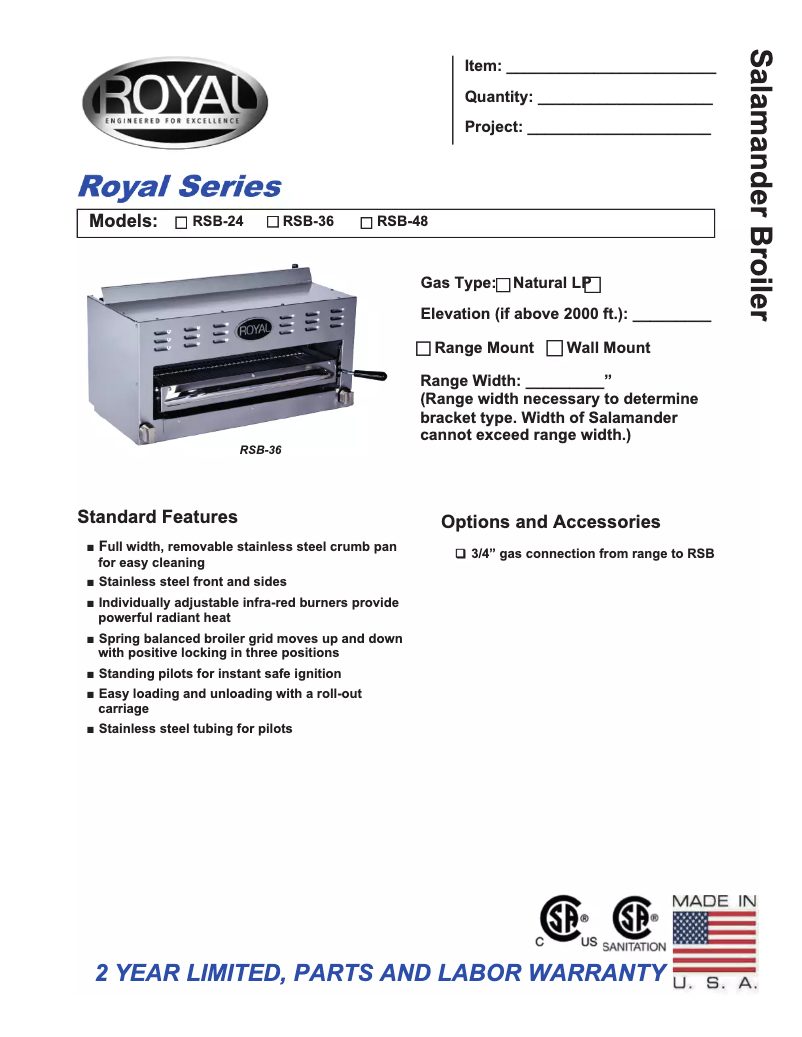 Page 1 of the manual User Manual Royal Range RSB-36