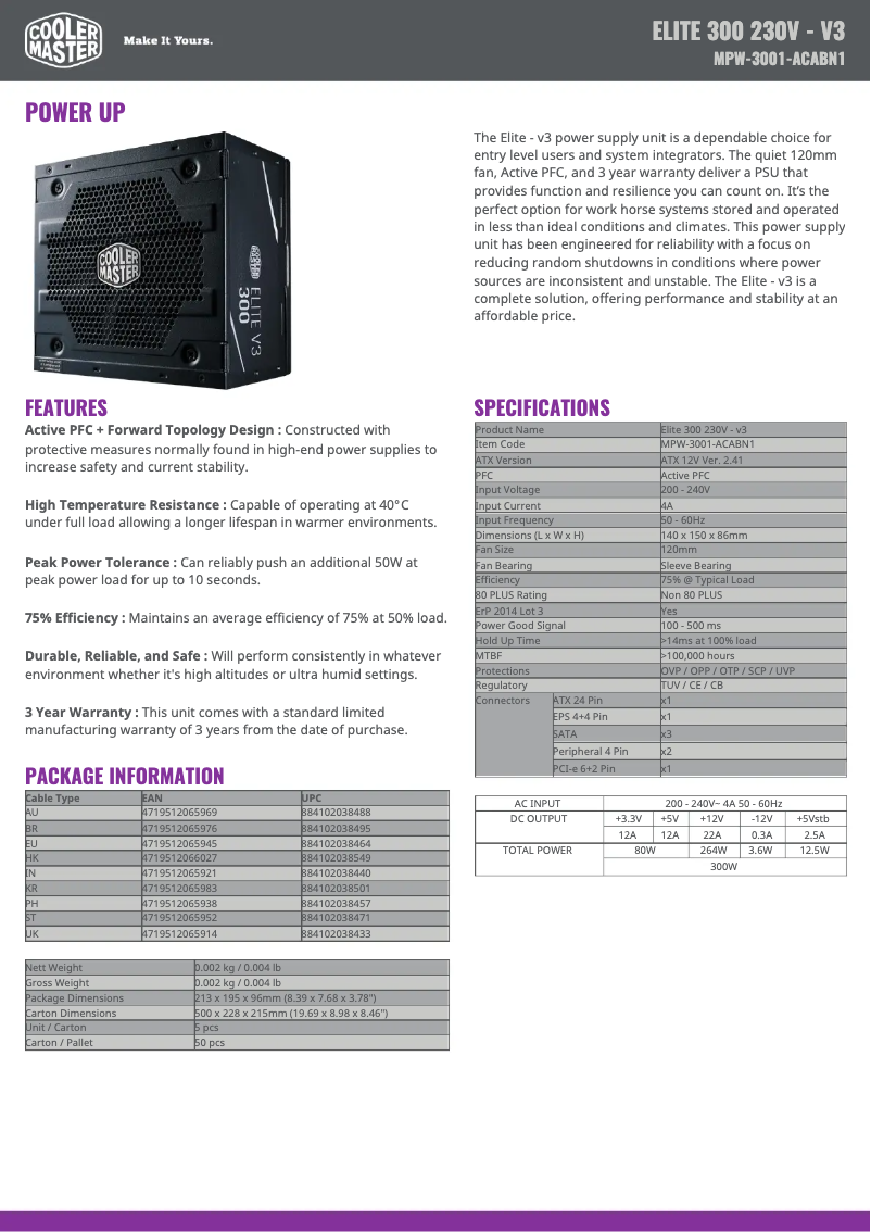 First page image of the manual for Elite 300W