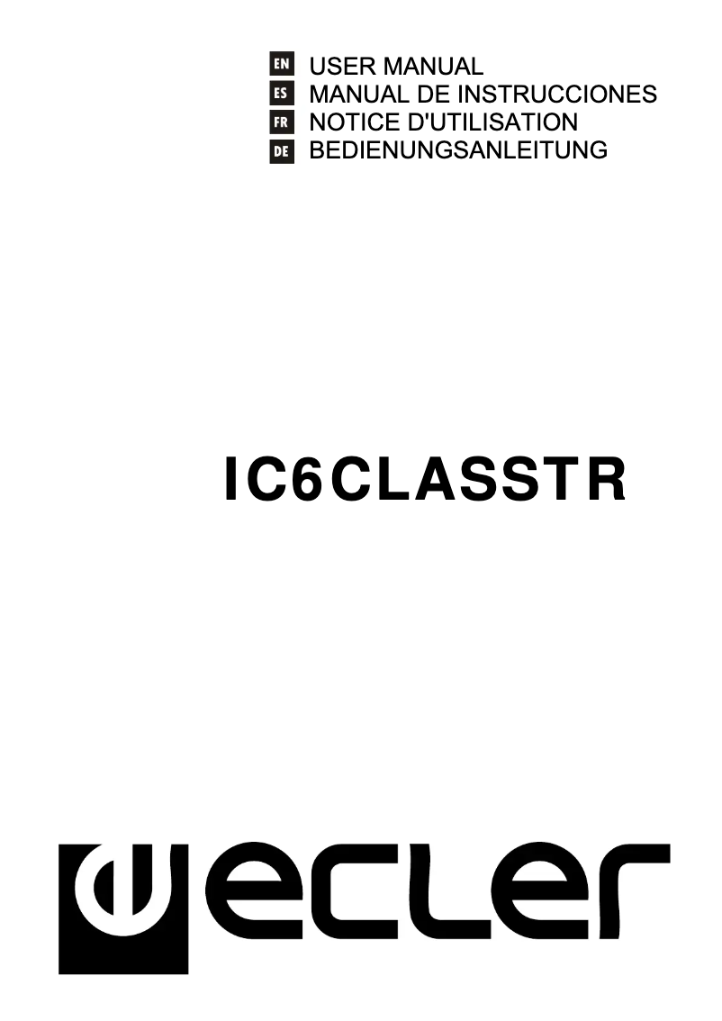 First page image of the manual for IC6 CLASS TR