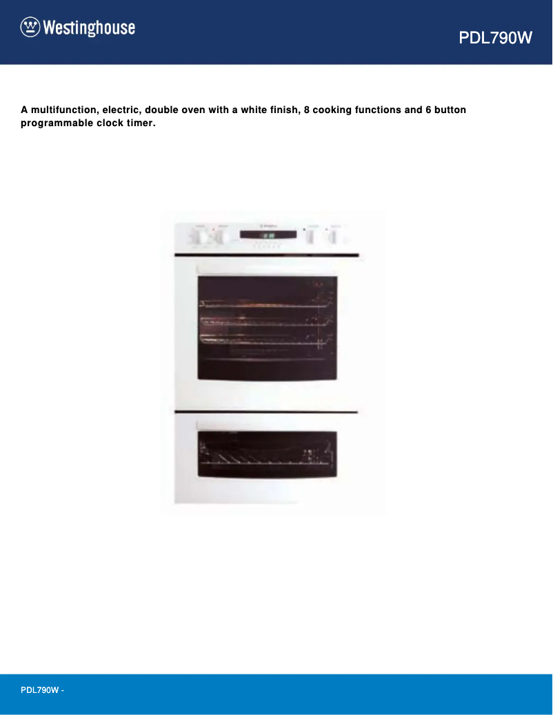 Page 1 of the manual Technical Sheet Westinghouse PDL790W