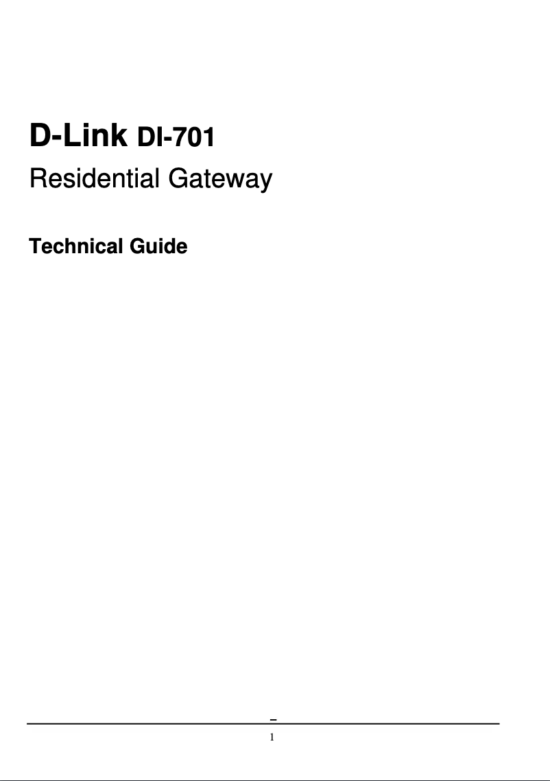 First page image of the manual for DI-701