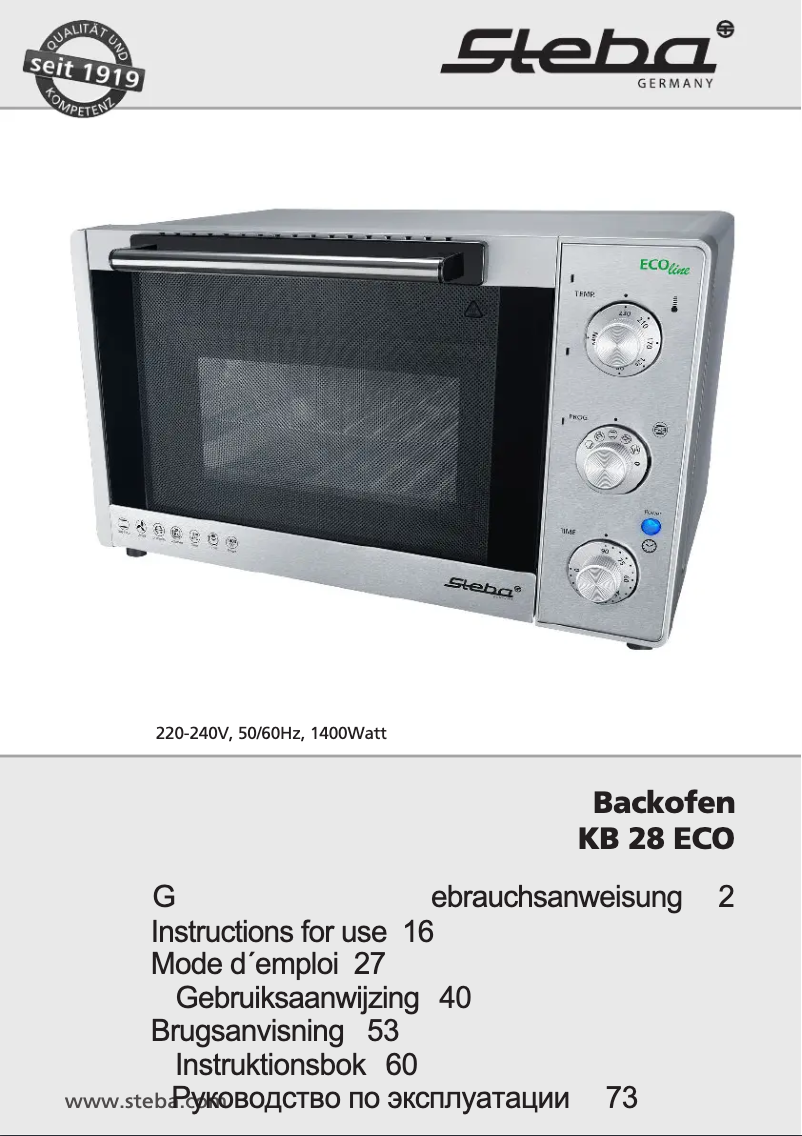Page 1 of the manual User Manual Steba KB 28 ECO