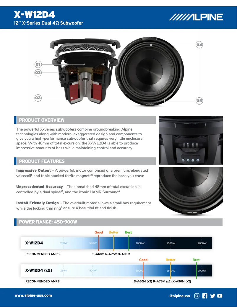 Page 1 of the manual Technical Sheet Alpine X-W12D4