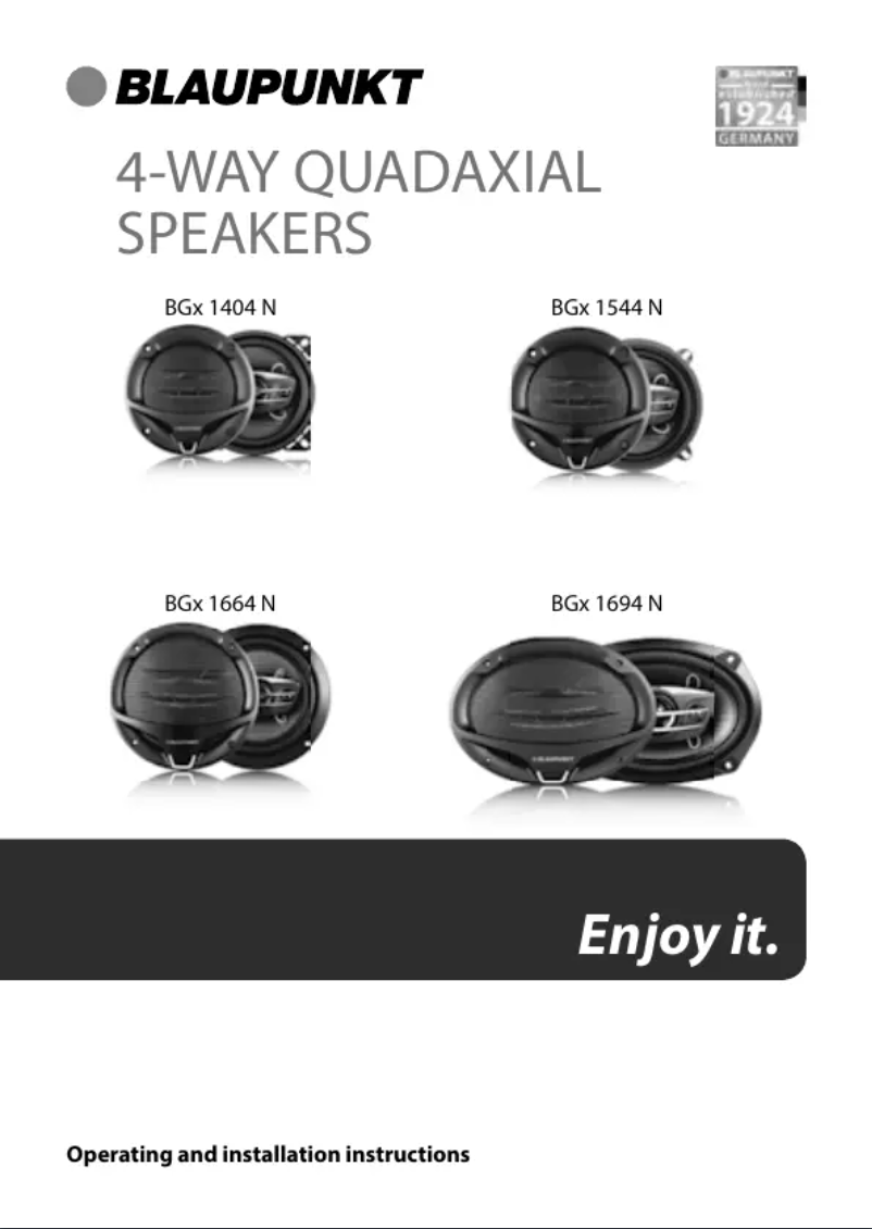 First page image of the manual for BGx 1664 N