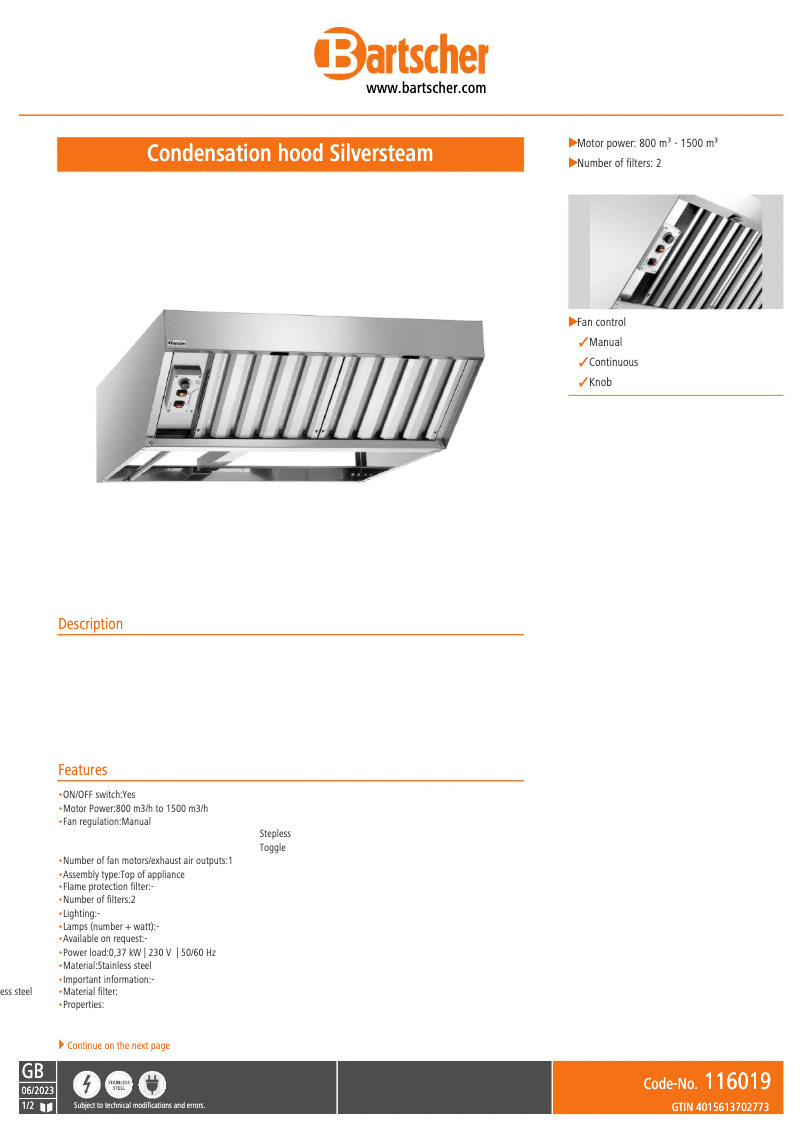 First page image of the manual for 116019