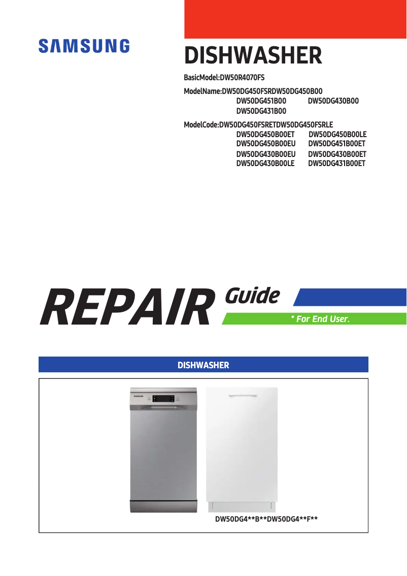 First page image of the manual for DW50DG4