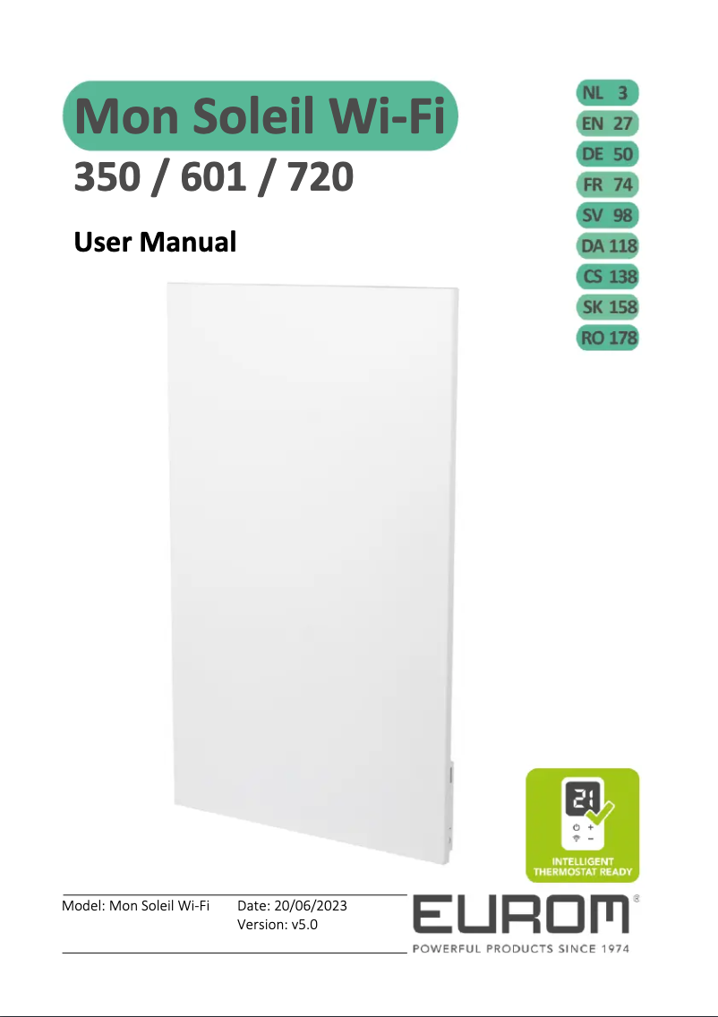 First page image of the manual for E-Infrared 800