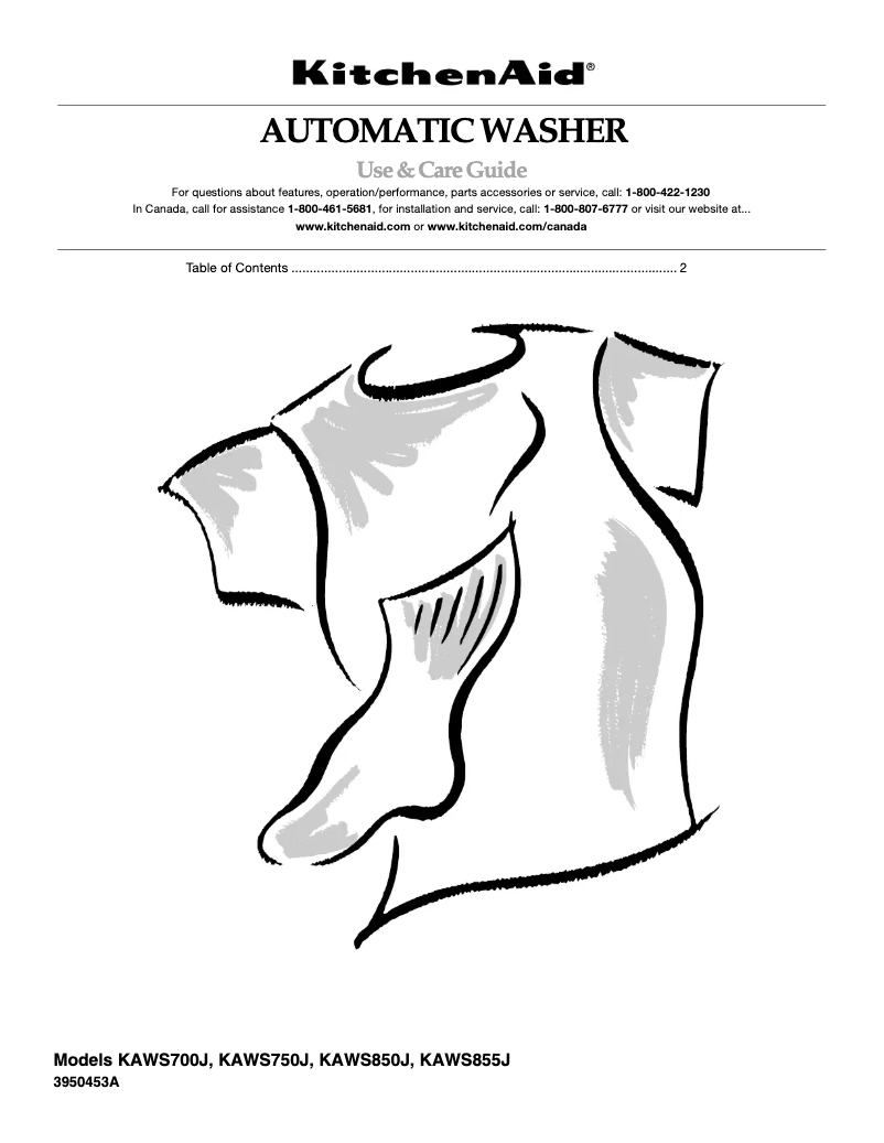 First page image of the manual for KAWS750JT4