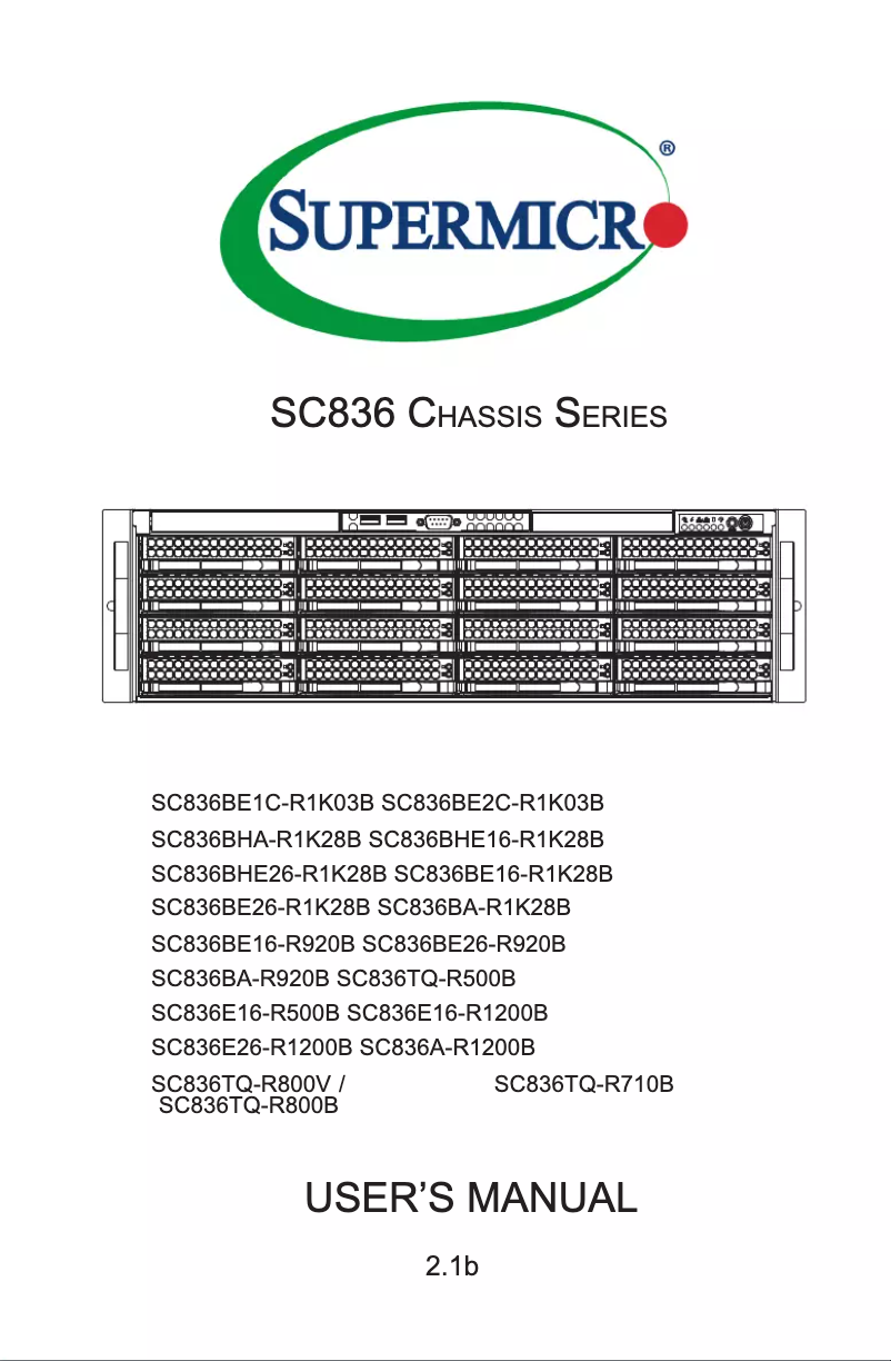Image de la première page du manuel de l'appareil SuperChassis SC836