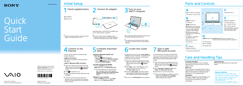 First page image of the manual for Vaio Fit 14 SVF14A17CXS