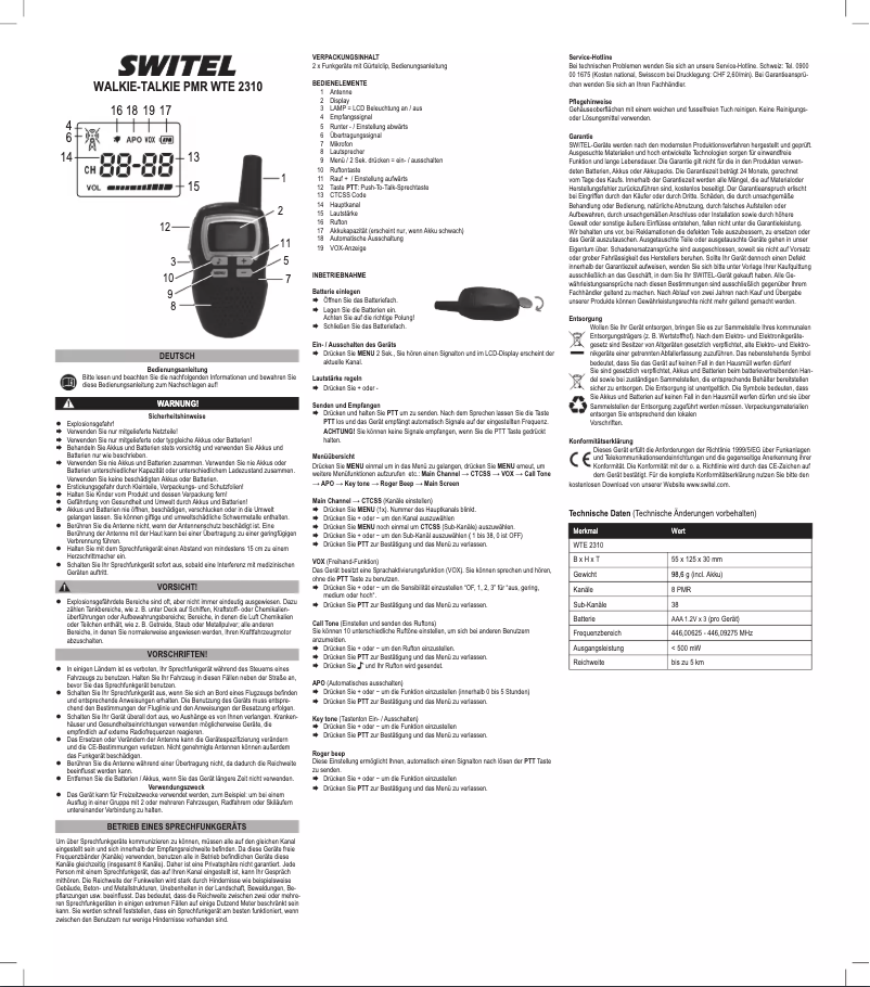 Image de la première page du manuel de l'appareil WTE2310