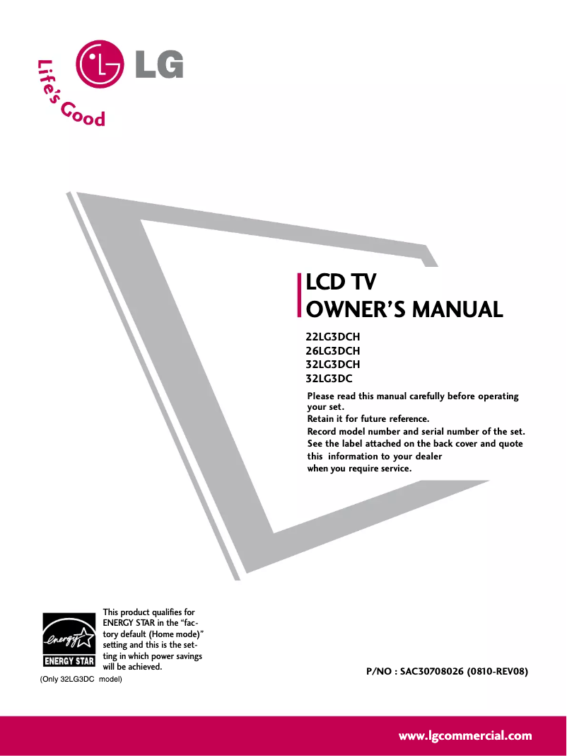 First page image of the manual for 32LG3DCH