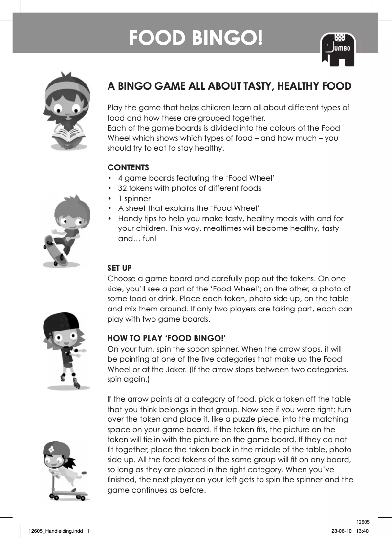 Page 1 of the manual User Manual Jumbo Food Bingo