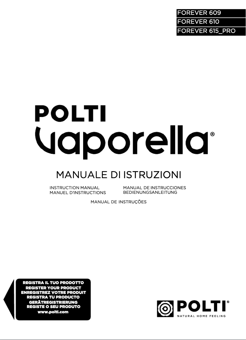 First page image of the manual for Vaporella Forever 610