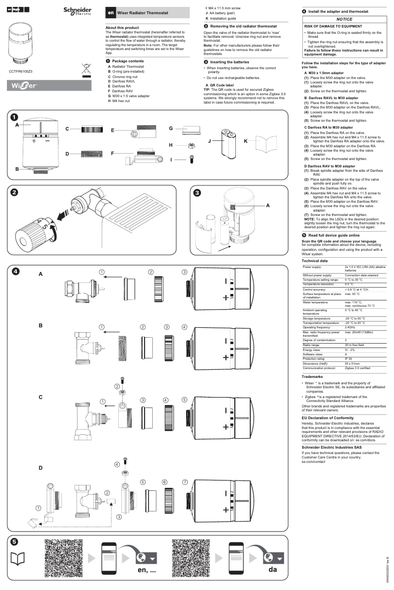 Page 1 of the manual User Manual Schneider CCTFR6100Z3