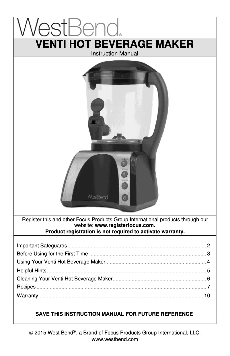 First page image of the manual for CL401V