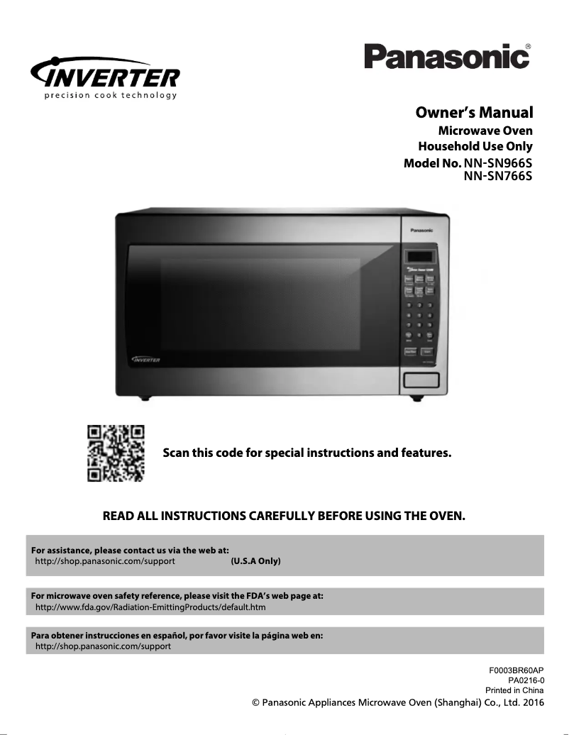 Page 1 of the manual User Manual Panasonic Inverter NN-SN966S