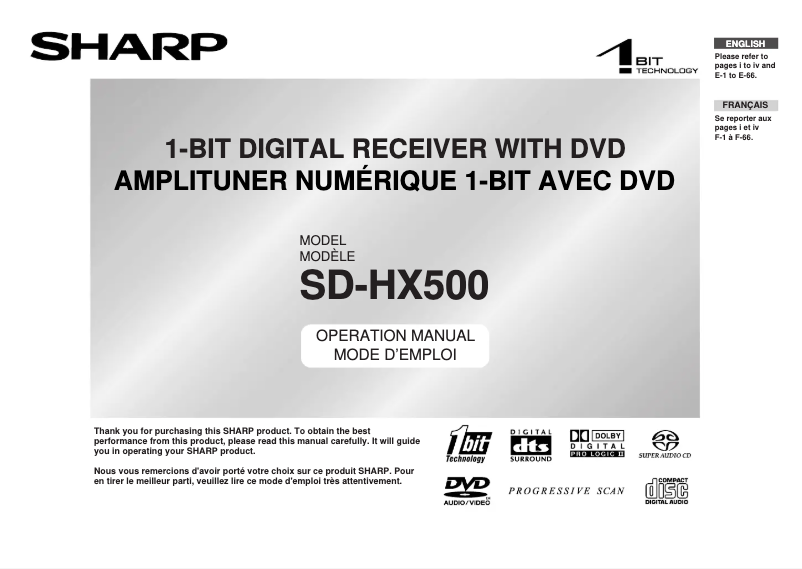 First page image of the manual for SD-HX500