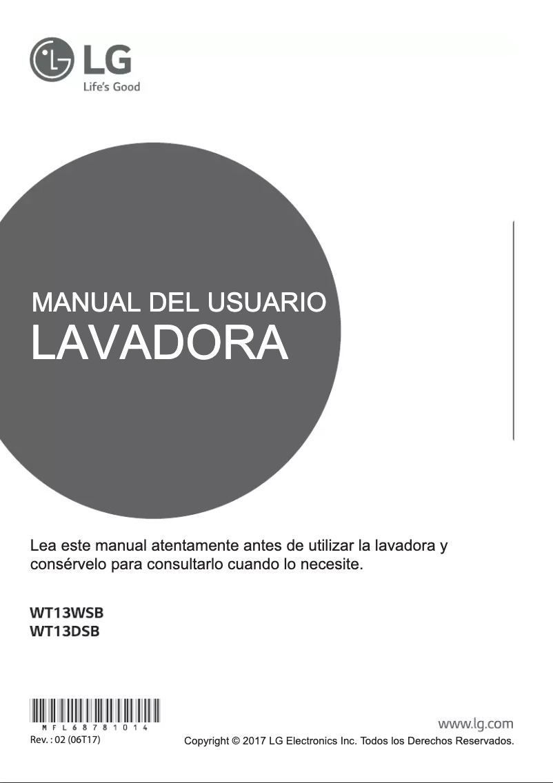 Page 1 of the manual User Manual LG WT13DSB