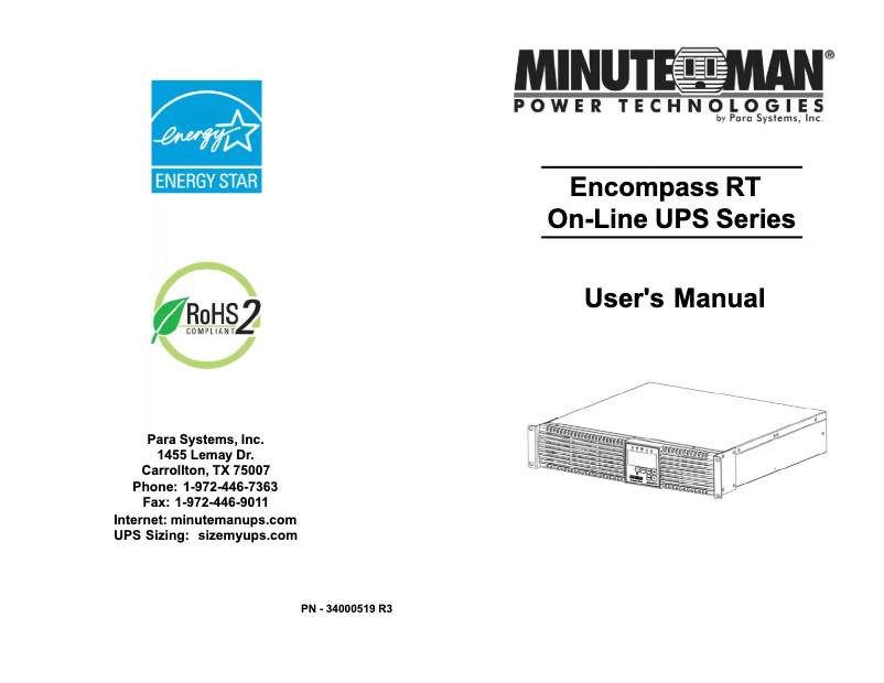 Page 1 of the manual User Manual Minuteman EC2000RT2UNC