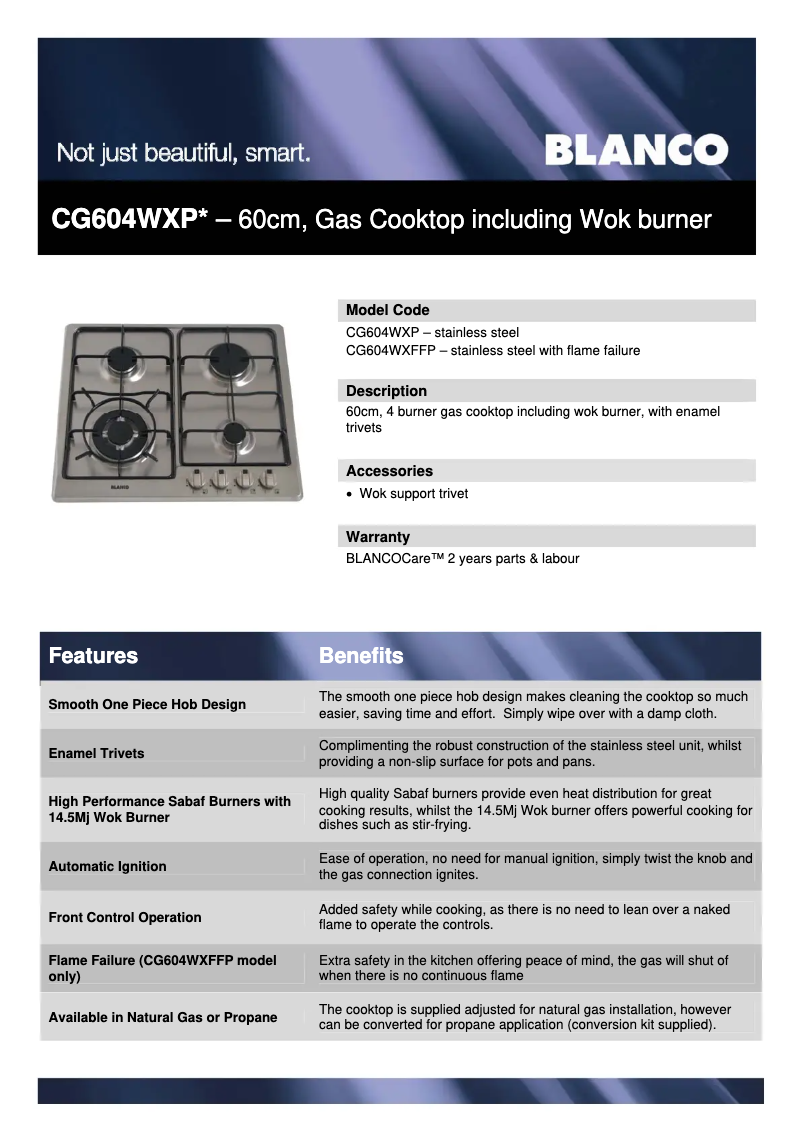 First page image of the manual for CG604WXFFP