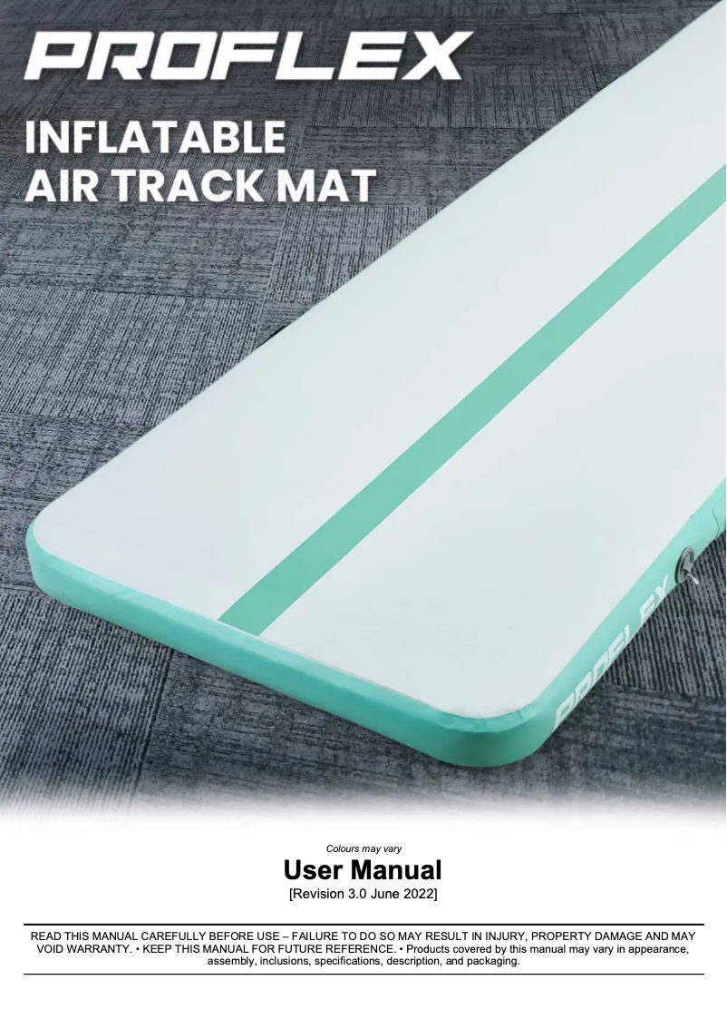 Page 1 of the manual User Manual Carson Air Track