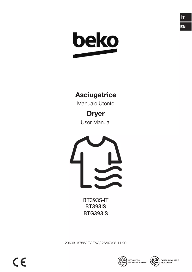 Page 1 of the manual User Manual Beko BTG393IS