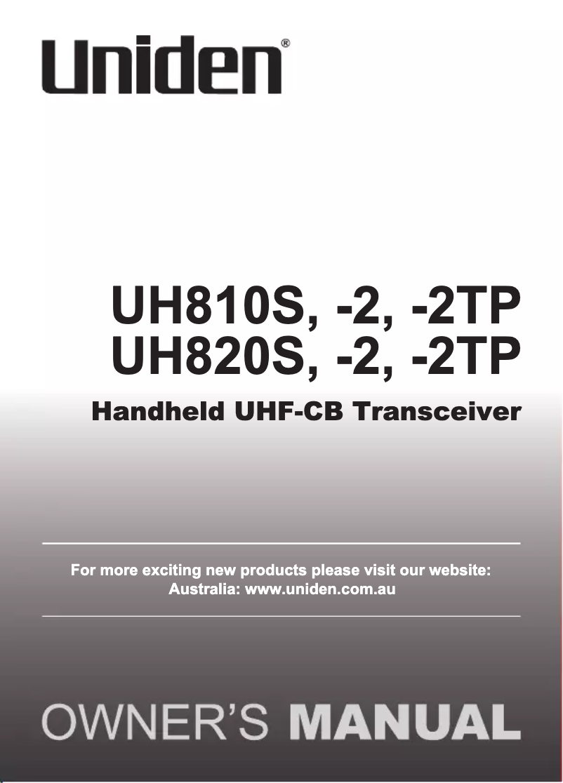 First page image of the manual for UH820S-2TP