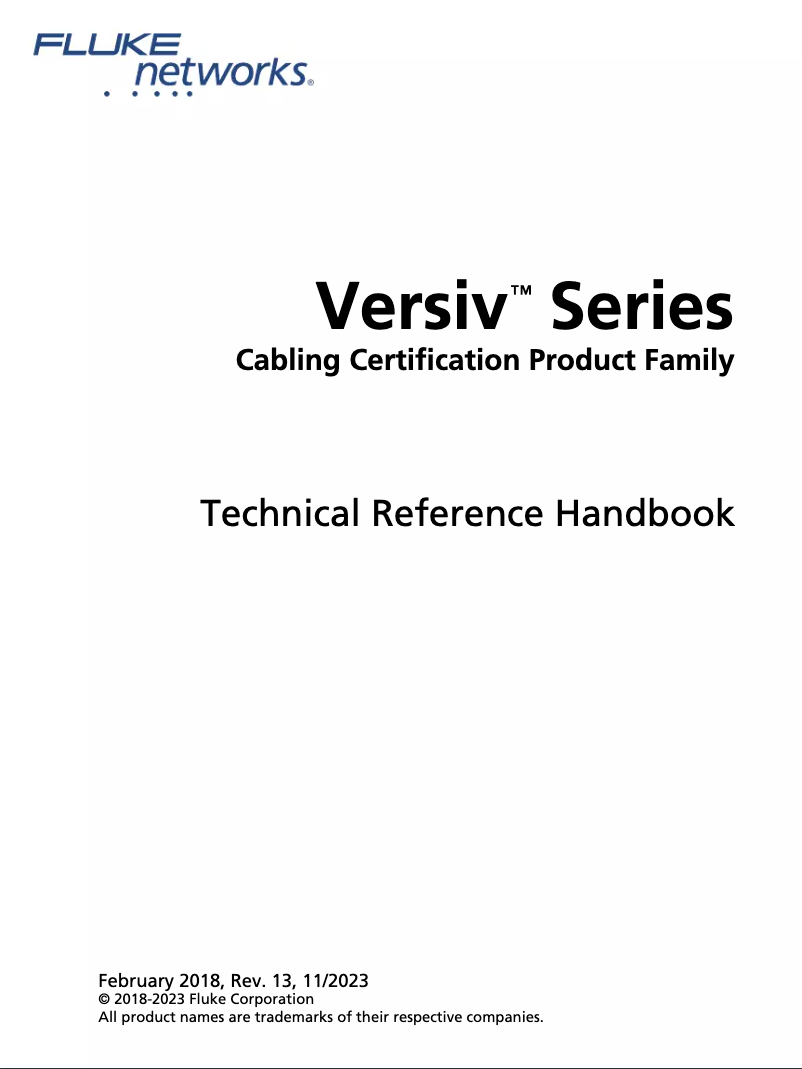 First page image of the manual for FiberInspector Networks FI-3000