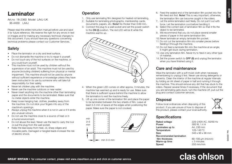 Page 1 of the manual User Manual Exibel LA4J