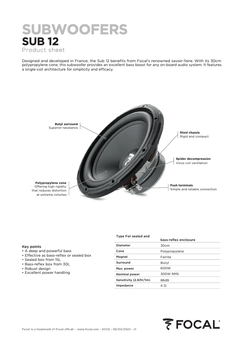 First page image of the manual for SUB 12