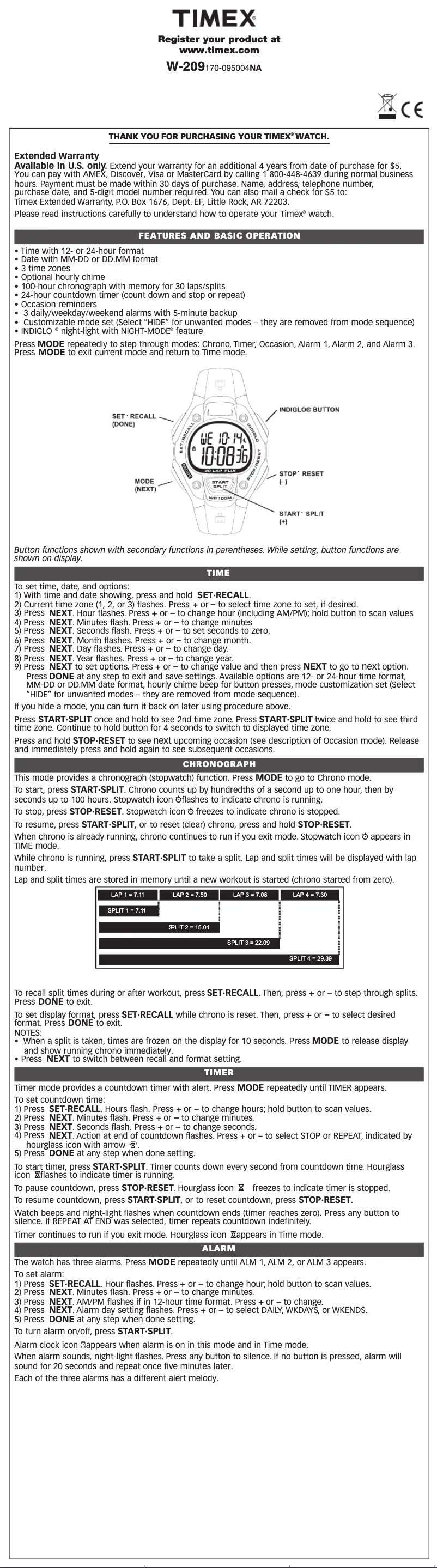 First page image of the manual for IRONMAN Traditional 30-Lap T5K692