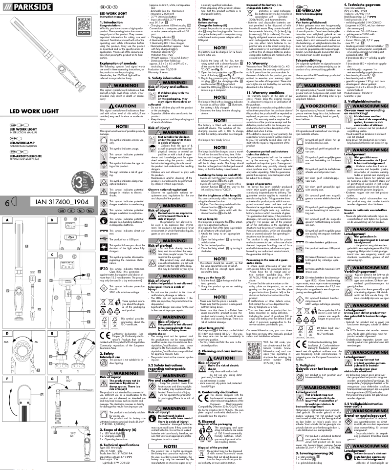 First page image of the manual for IAN 317400