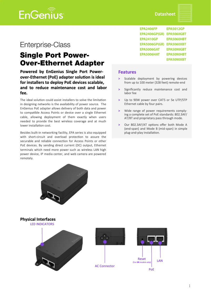 First page image of the manual for EPA5006GP