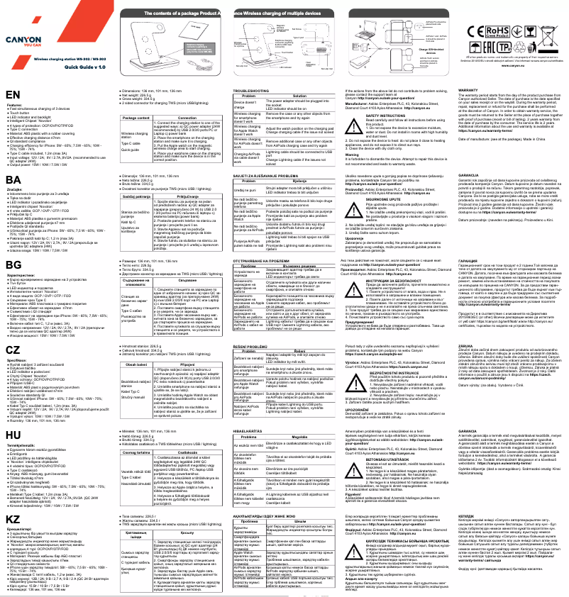 First page image of the manual for WS-303