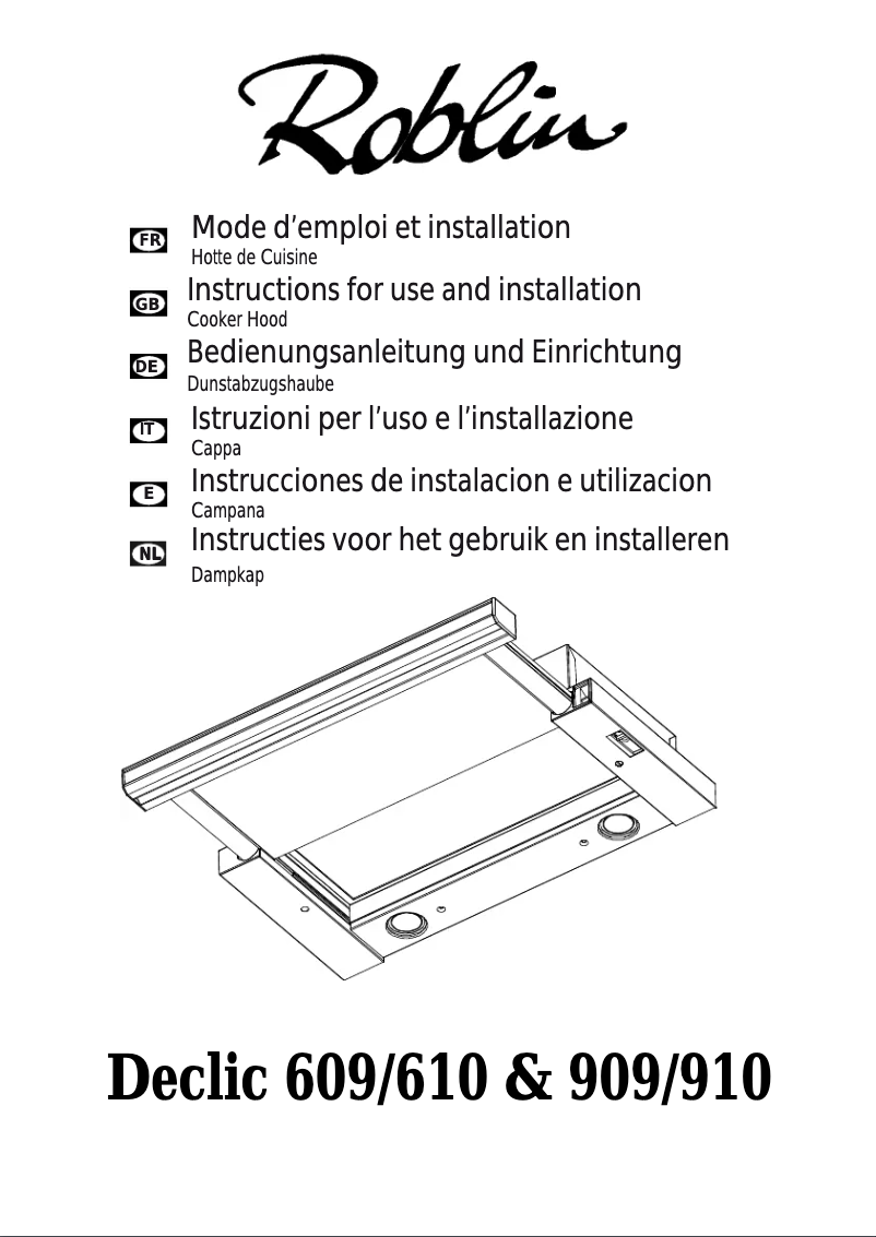 Page 1 of the manual User Manual Roblin Declic 610