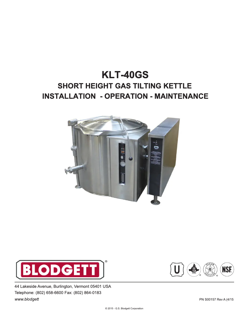 Page 1 of the manual User Manual Blodgett KLT-40GS