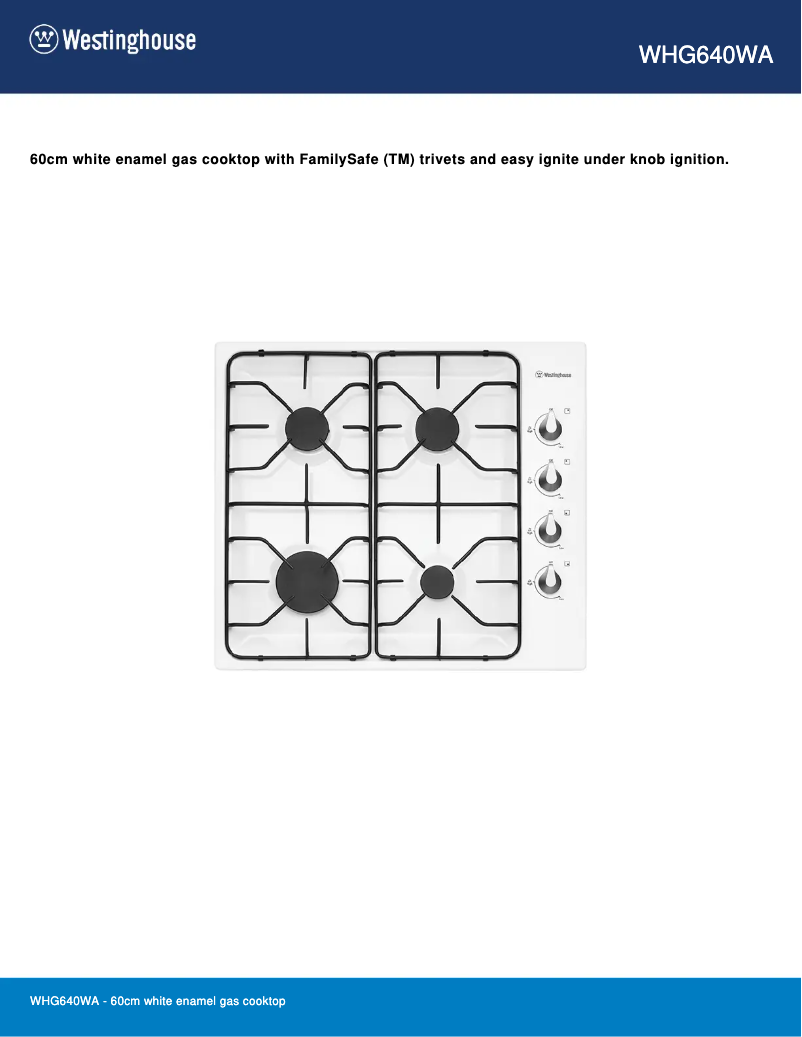 First page image of the manual for WHG640WA