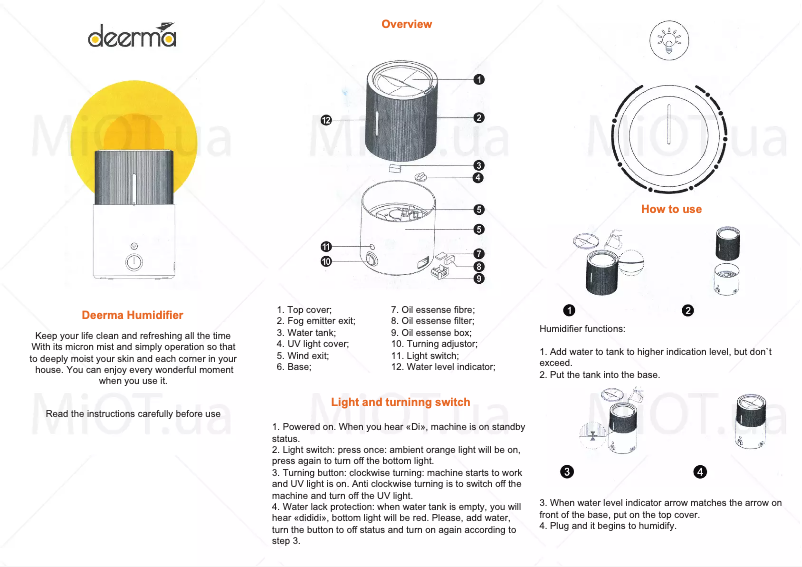 Page 1 of the manual User Manual Xiaomi Deerma Humidifier