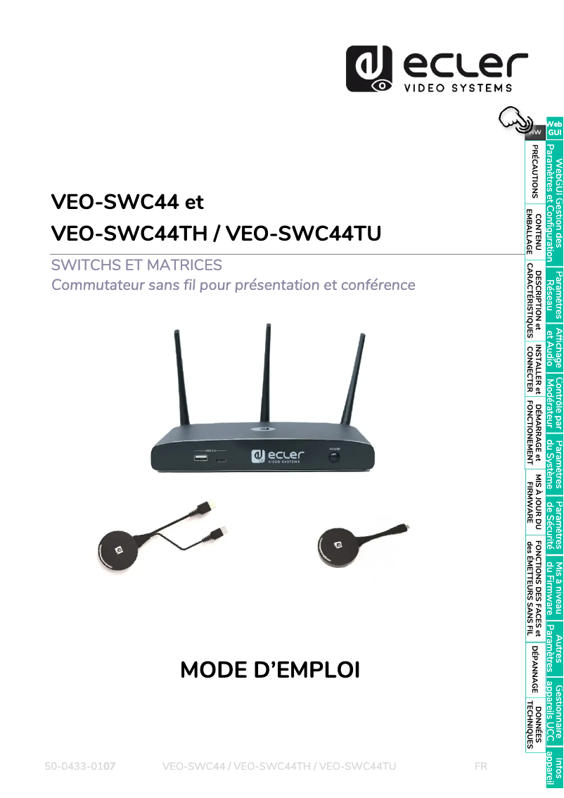 Page 1 of the manual User Manual Ecler VEO-SWC44TU