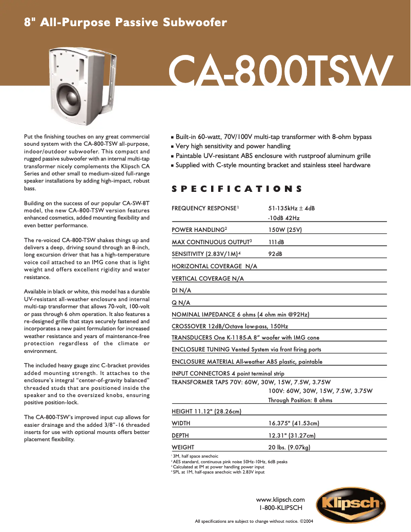 First page image of the manual for CA-800-TSW
