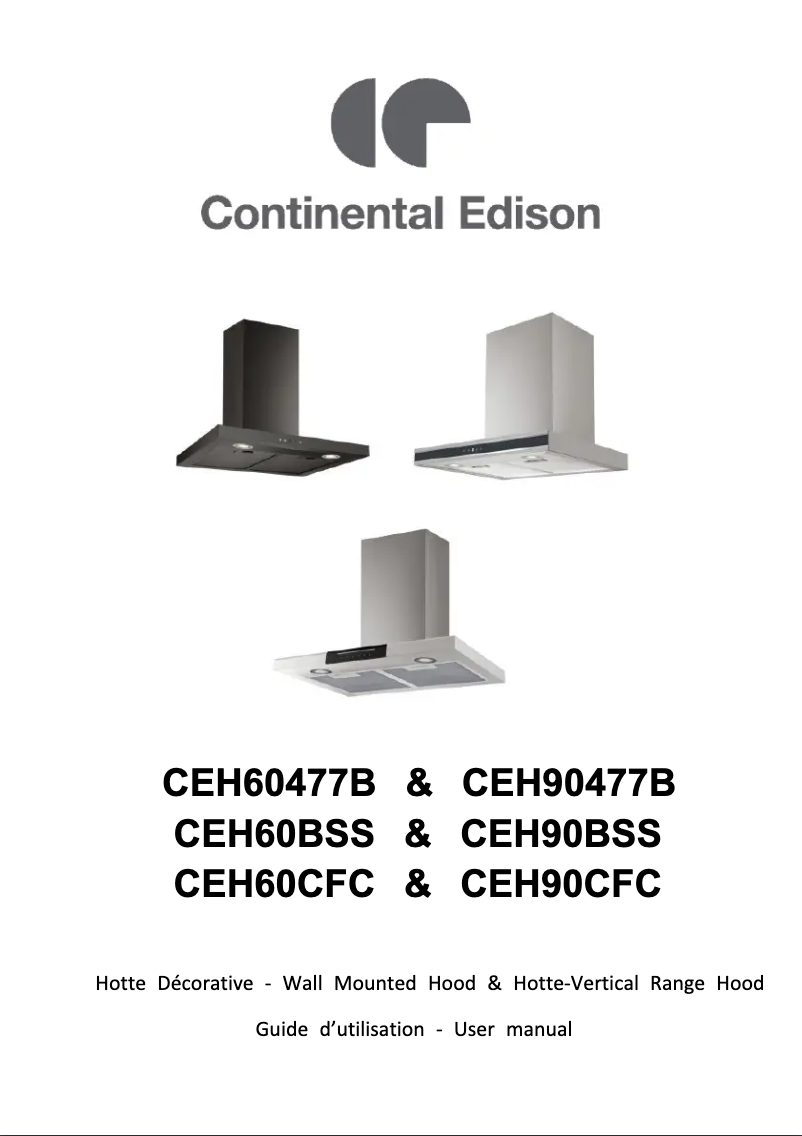 Page 1 of the manual User Manual Continental Edison CEH60477B