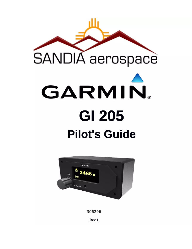 Page 1 of the manual User Manual Garmin GI 205