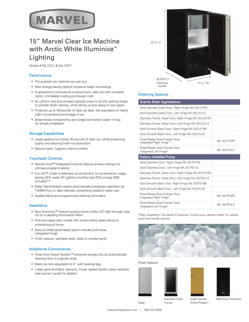 Page 1 of the manual User Manual Marvel Professional ML15CP1R